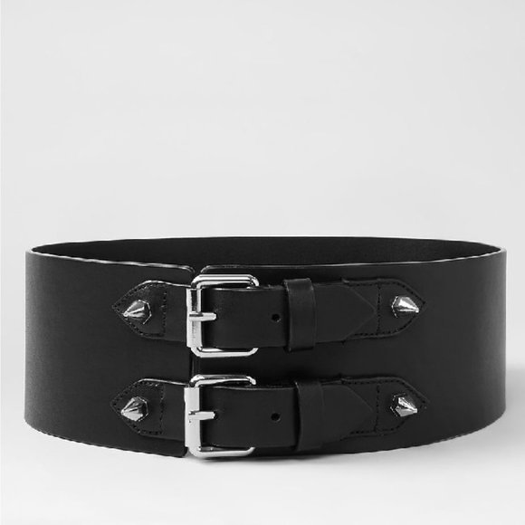 All Saints Accessories - AllSaints Women's Black Livia Leather Belt New